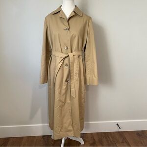 Aquascutum London Aqua5 Vintage Khaki Trench Coat Button Down Waterproof Small